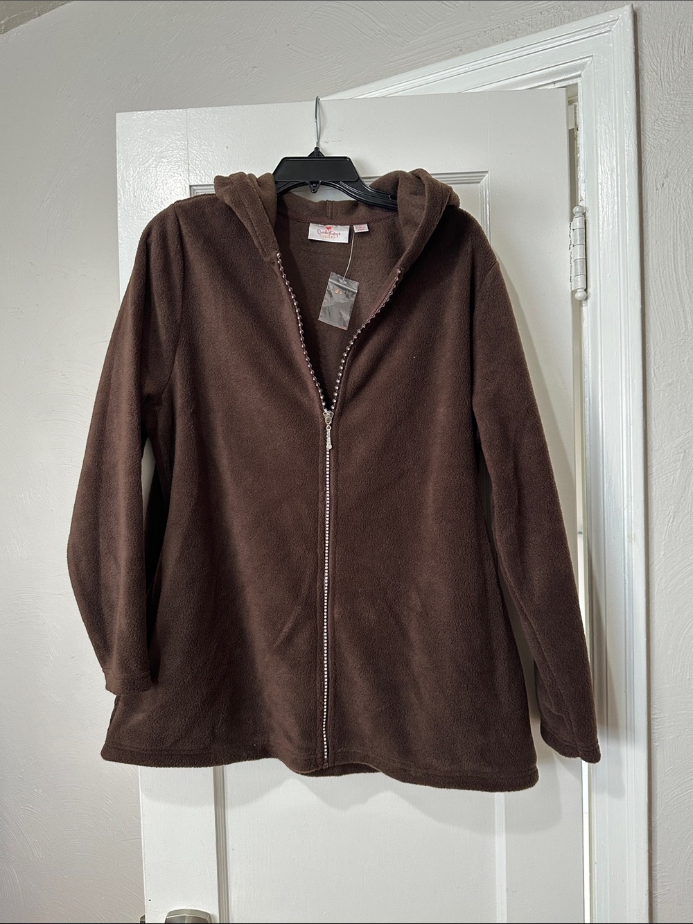 Y2K Quacker Factory NWT brown hooded zip up fleece jacket